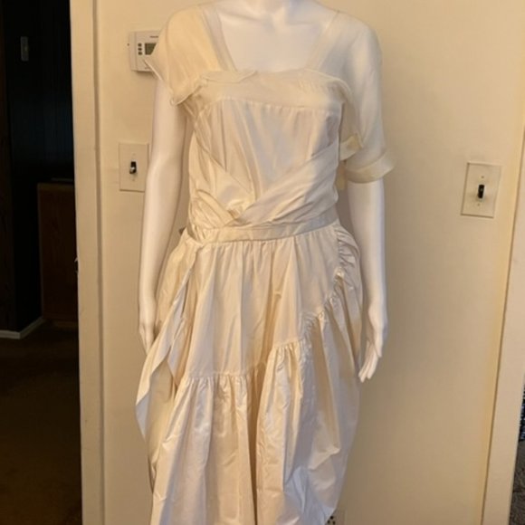 Balenciaga Paris Ivory Silk Afternoon/Cocktail Dress FR42 or US10 - Picture 2 of 7